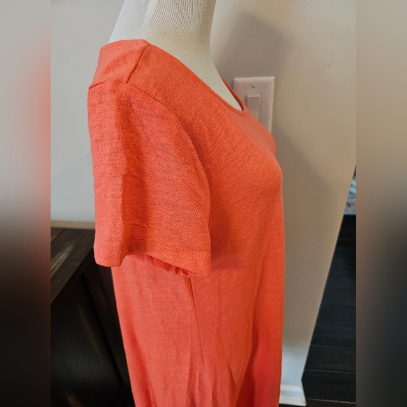 Old Navy Size Large Orange Linen Blend Scoop Neck Tee Shirt Dress Casual New Tag - Picture 3 of 9